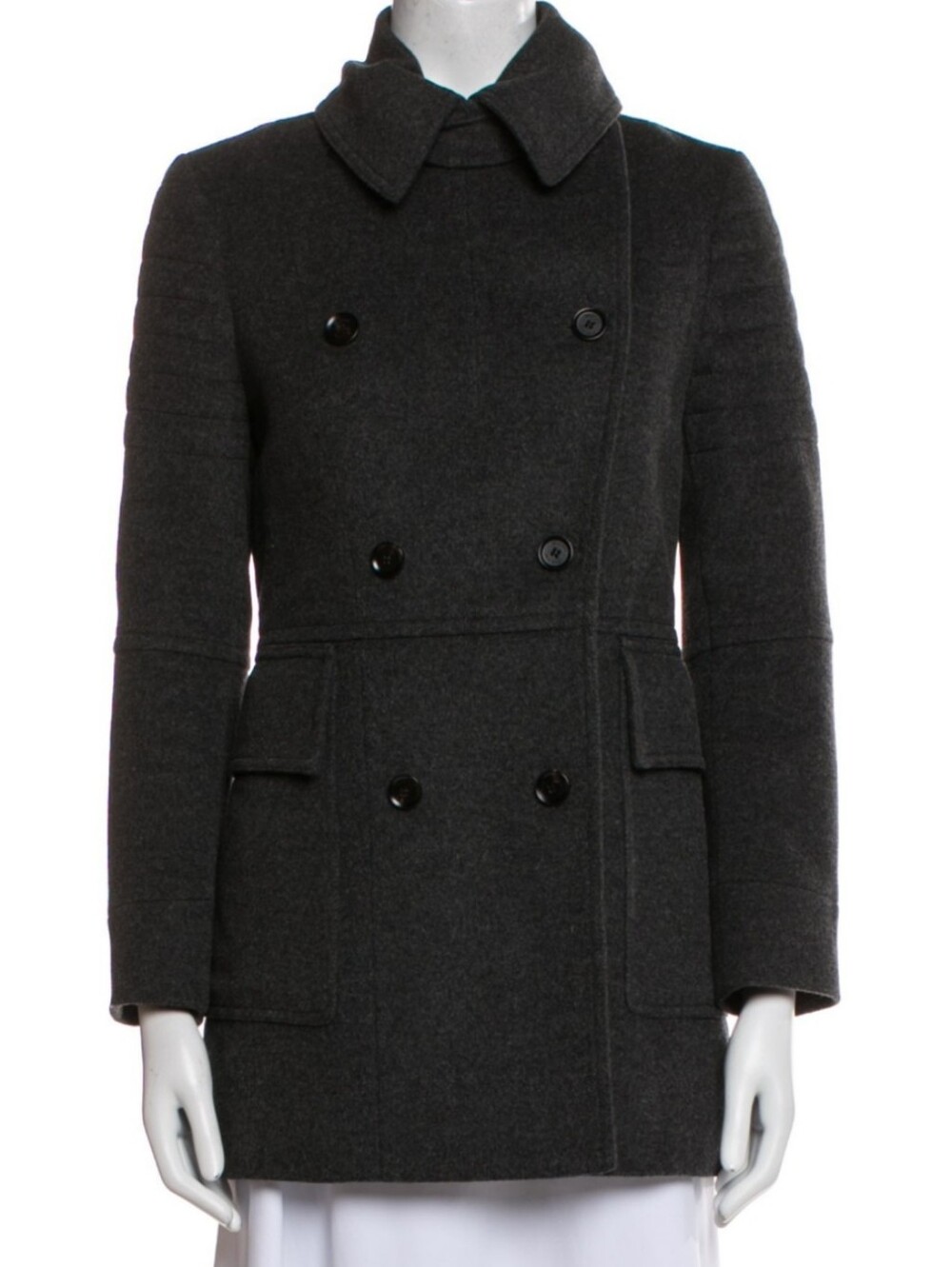 Belstaff Virgin Wool Peacoat Womens 2 Charcoal Double-Breasted Wool Coat